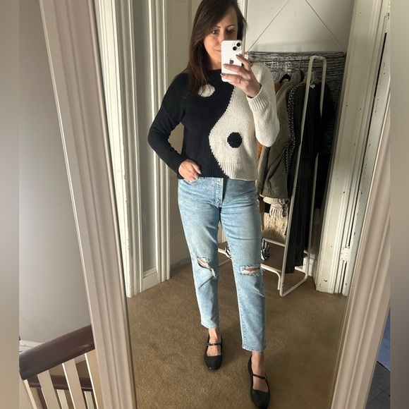 Madewell ying yang pullover sweater black and white size small - Picture 2 of 3